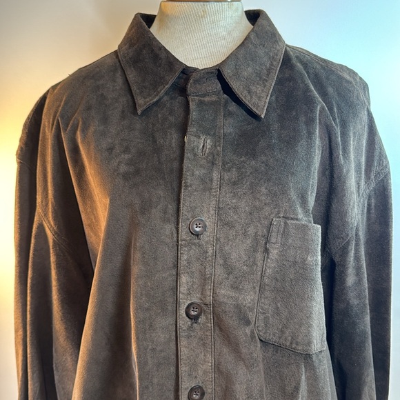 Brown Suede Button Down Shirt - Picture 7 of 8